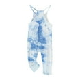 thumbnail image 2 of Odeerbi Kids Girls Summer Jumpsuit Tie-dye Bib Overalls Casual Sleeveless Rompers Long Pants with Pockets 5-14 Years Blue, 2 of 6
