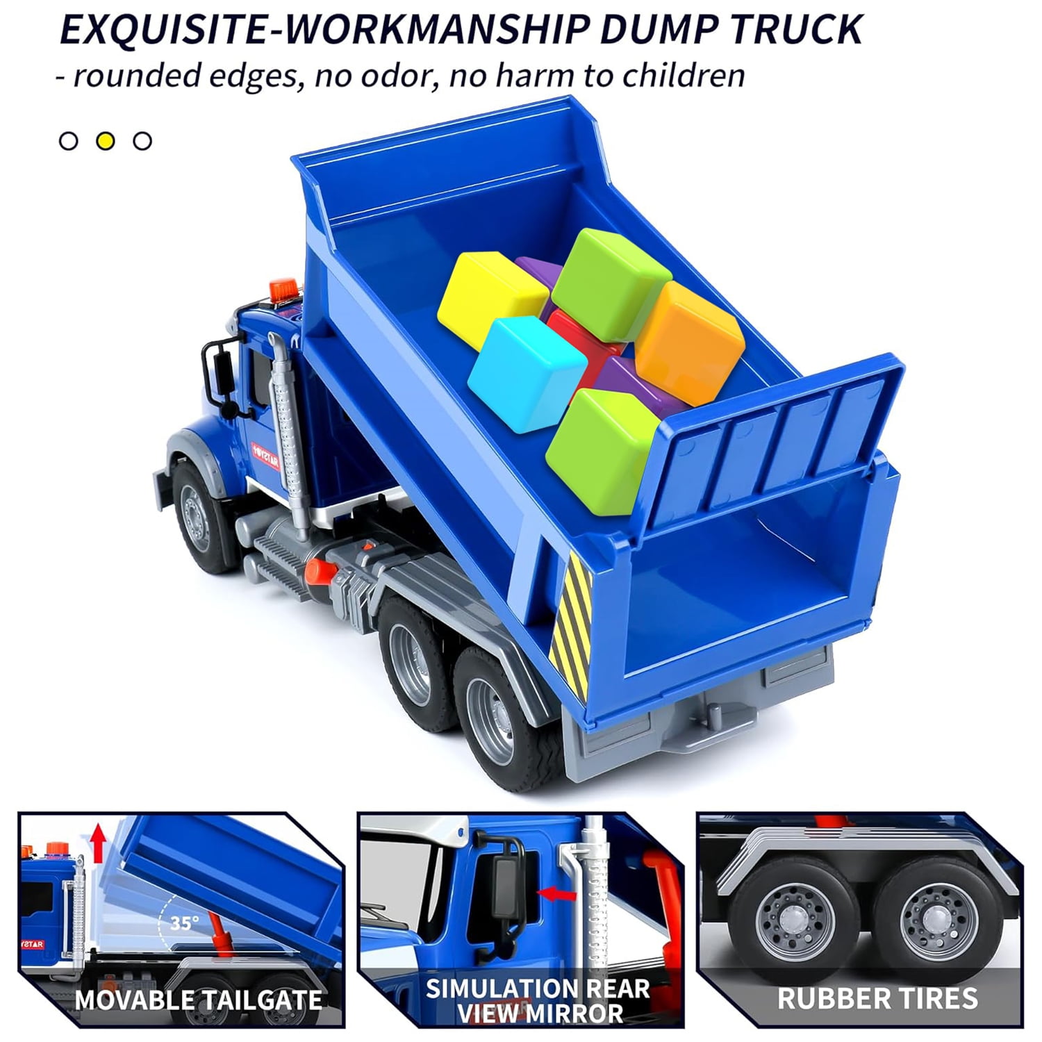 Toddler Truck Toys for Boys Age 3-6, Dump Truck with Lights and Sounds for Kids Boy Christmas Birthday Gift