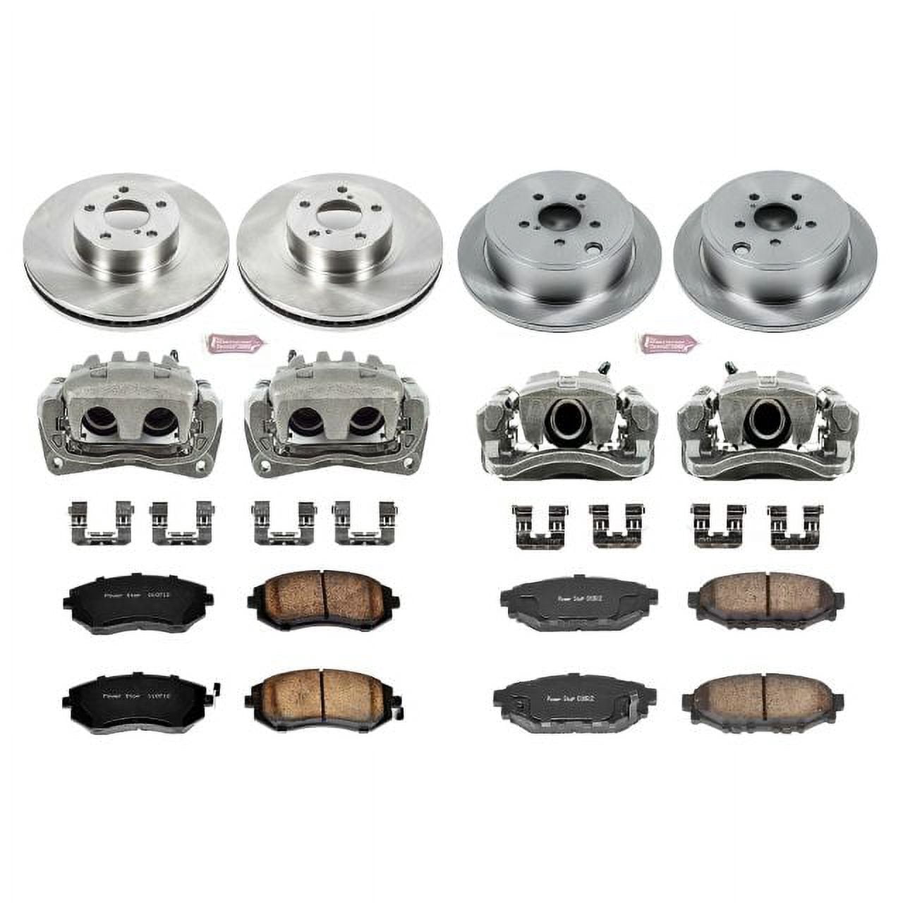 PowerStop Front and Rear Stock Replacement Brake Pad and Rotor Kit with Calipers Fits: SUBARU Select Models KCOE6110