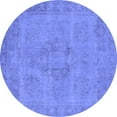 thumbnail image 1 of Ahgly Company Machine Washable Indoor Round Oriental Blue Industrial Area Rugs, 4' Round, 1 of 4