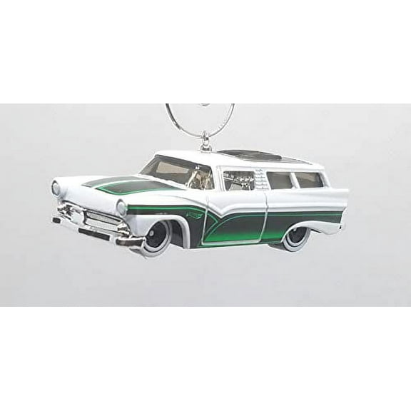 Christmas Ornament for 1955 Ford Ranch Wagon 8 Crate White Green