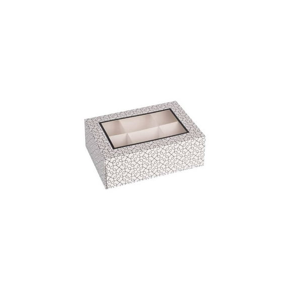 Window Box 7"X5"X2.5" Black and White With Six Sections 12 Pack