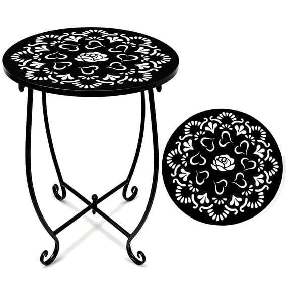 Small Side Tables for Small Space, 1 Pack Metal Outdoor Indoor Side Table, 15" Tall Patio Side Table, 10 Inch Round Side Table, Weather Resistant Mini Metal Round Side Table Pool Chair Side Table