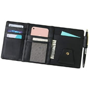 Car Sun Visor Organizer, Vankcp Auto Interior Accessories Sunglass Pen CD Card Small Document Storage Pouch Holder, PU Leather, Multi-Pocket with Zipper Net (Black Style 2)