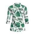 thumbnail image 3 of Uorisanigo Green Palm Leaves Womens Quick Dry Athletic Polo Shirts Casual Fashion Women's 3/4 Sleeve Athletic Golf Shirts Quarter Zip Breathable Versatile Pullover Workout Sports, 3 of 7