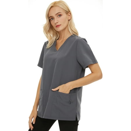 

Bosleng Women s Scrub Tops Soft Stretch V-Neck Tailored Fit Workwear 2 Pockets Anti-Wrinkle Shirt