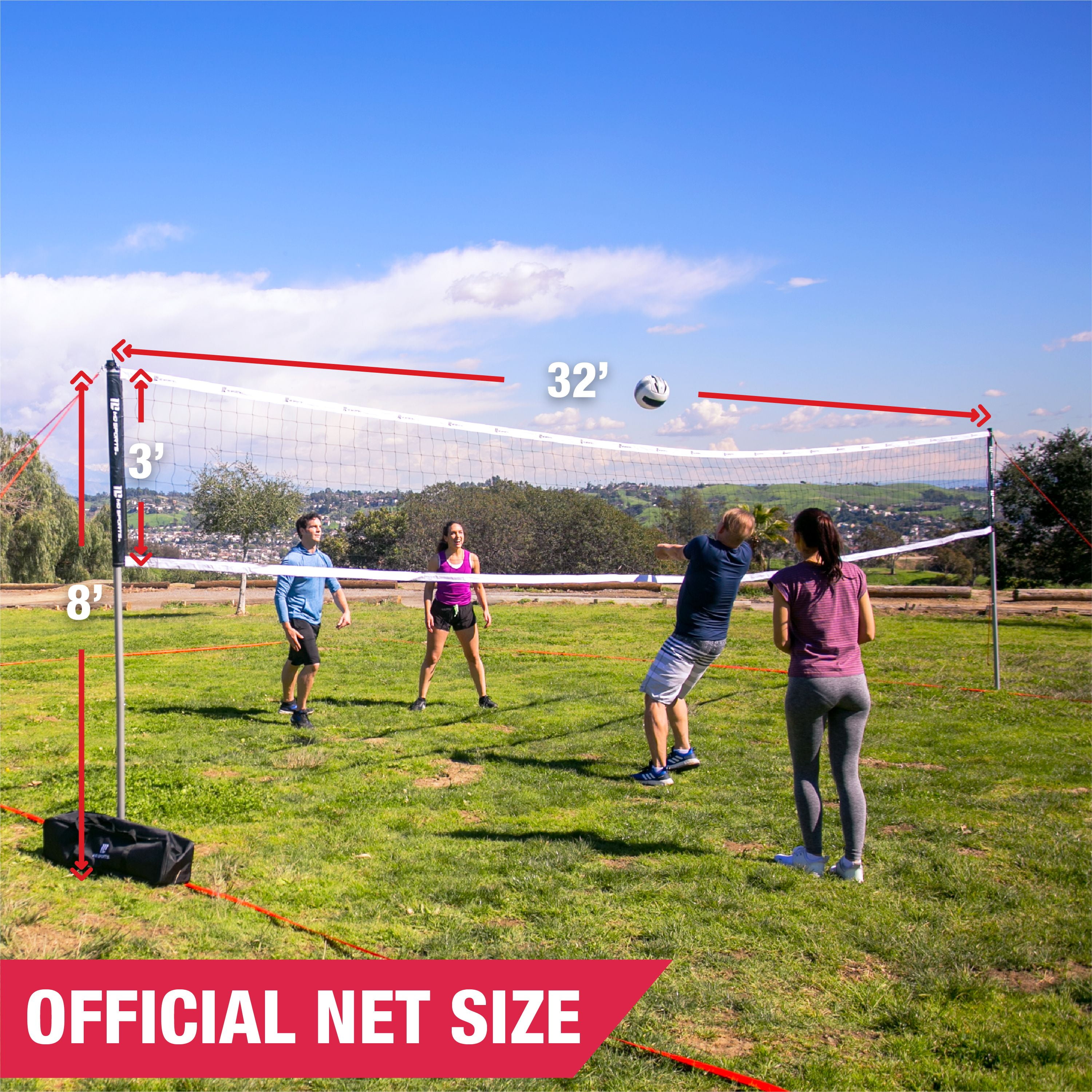Volleyball Set Official Size Net Ball Poles Outdoor Team Sports Beach Park Games 