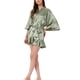 thumbnail image 4 of INSPIRE CHIC Pijamas de satén para mujer, con mangas de 3/4, cinturilla ajustable, batas de descanso, talla M, verde guisante, 4 of 5