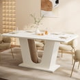thumbnail image 5 of Tribesigns Modern Dining Table for 4-6, 55-Inch White Kitchen Table with U-Shaped Base, Wood Dinner Table for Kitchen Dining Room Apartment, White, 5 of 7