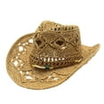 thumbnail image 3 of Summer Hats for Women , Beach Accessories for Women , Gardening Hat for Women Stylish Summer Western Cowboy Straw Hat for Women and Men Breathable Shapeable Sun Wide Brim Hollow Design, 3 of 3