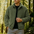 thumbnail image 2 of Txeol Mens Fuzzy Sherpa Jacket Long Sleeve Zip Up Coat Fall Winter Fleece Fluffy Warm Jackets with Pockets,Army Green,S, 2 of 8