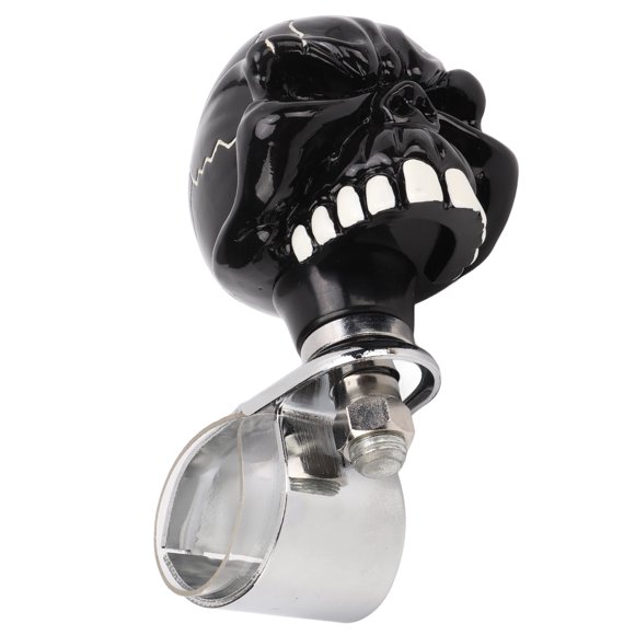 M Buder Perilla Giratoria Volante Coche Forma Calavera Mango Potencia Universal Autos Camiones Tractores Barcos Modificación Dirección (Negro, 17 cm / 6.7 in)