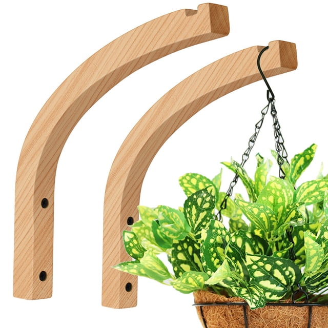 Colgadores de plantas, maceteros colgantes de pared de plantas de interior, ganchos de plantas colgantes de pared de madera