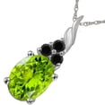 thumbnail image 2 of AoneJewelry 1.35 Cttw Oval Peridot & Black Diamond Pendant Necklace in 14k White Gold, 2 of 5