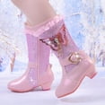 thumbnail image 2 of Ccpelsie Girl's Knee High Boots Side Zipper Boots Riding Boots Heels Shoes(Pink,12.5), 2 of 9