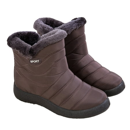 

YeccYuly Women Winter Waterproof Plush Lining Warm Ankle Snow Boots Outdoor Walking Shoes