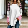 thumbnail image 2 of WREESH Womens Fashion Tunic Tops Casual Long Sleeve Printing Round Neck Loose T-Shirt Blouse Tops Pullover Pink, 2 of 4
