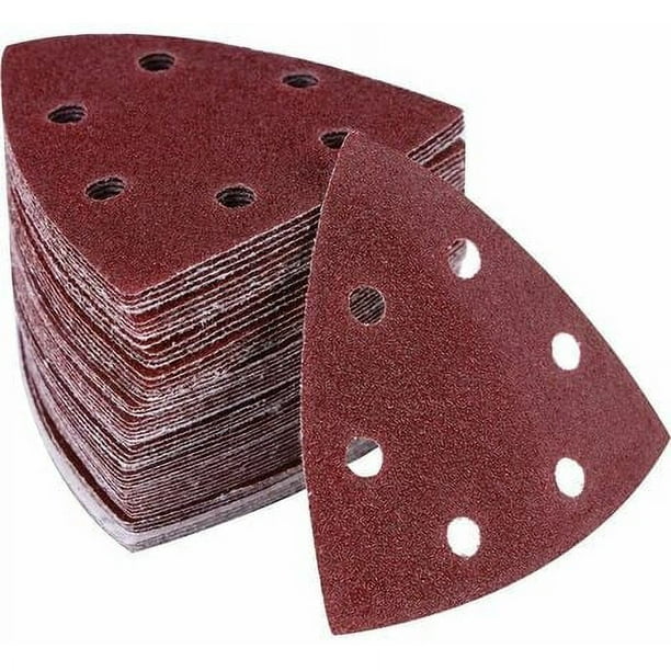 60 piezas de lija triangular, 6 agujeros, 10 granos, 40/60/80/120/180/240, hojas de lija triangulares para lijadora Delta, lijado y pulido