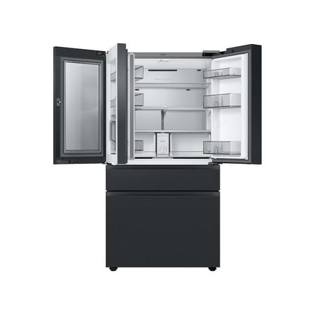 Samsung - BESPOKE 23 cu. ft. French Door Counter Depth Smart Refrigerator with Family Hub - Matte Black Steel