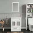 thumbnail image 4 of FULLWATT 24" Bathroom Vanity Black Cabinet Mirror Set with Ceramic Vessel Sink Bowl Faucet, 4 of 14