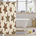 thumbnail image 3 of Manfei Cheetah Stars Printed Shower Curtain 72Wx78L,Chic Theme Bath Curtain,Cream Brown, 3 of 5