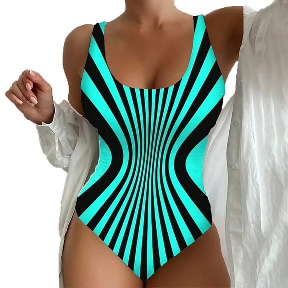 BUIgtTklOP Women's Seaside Beach Swimwear Printed Summer One-piece Swimsuit