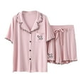 thumbnail image 2 of YanHoo Women's Petite Pajama Sets Button Down Loungewear Short Sleeve Sleepwear 2 Piece Short Pants Pjs Set with Pocket, 2 of 6
