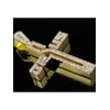 10k Yellow Gold "Jesus" Written Cross Genuine Diamonds Charm Pendant 1.15 Ct