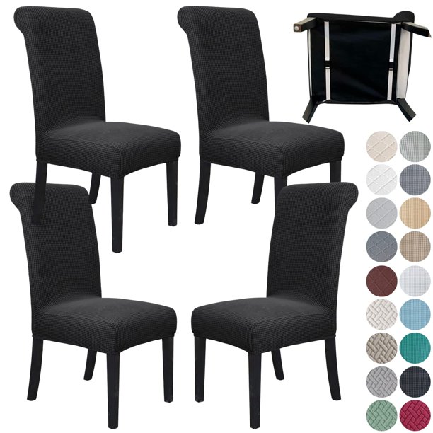 Fundas para sillas de comedor SPRINGRICO, paquete de 4, elásticas, negras