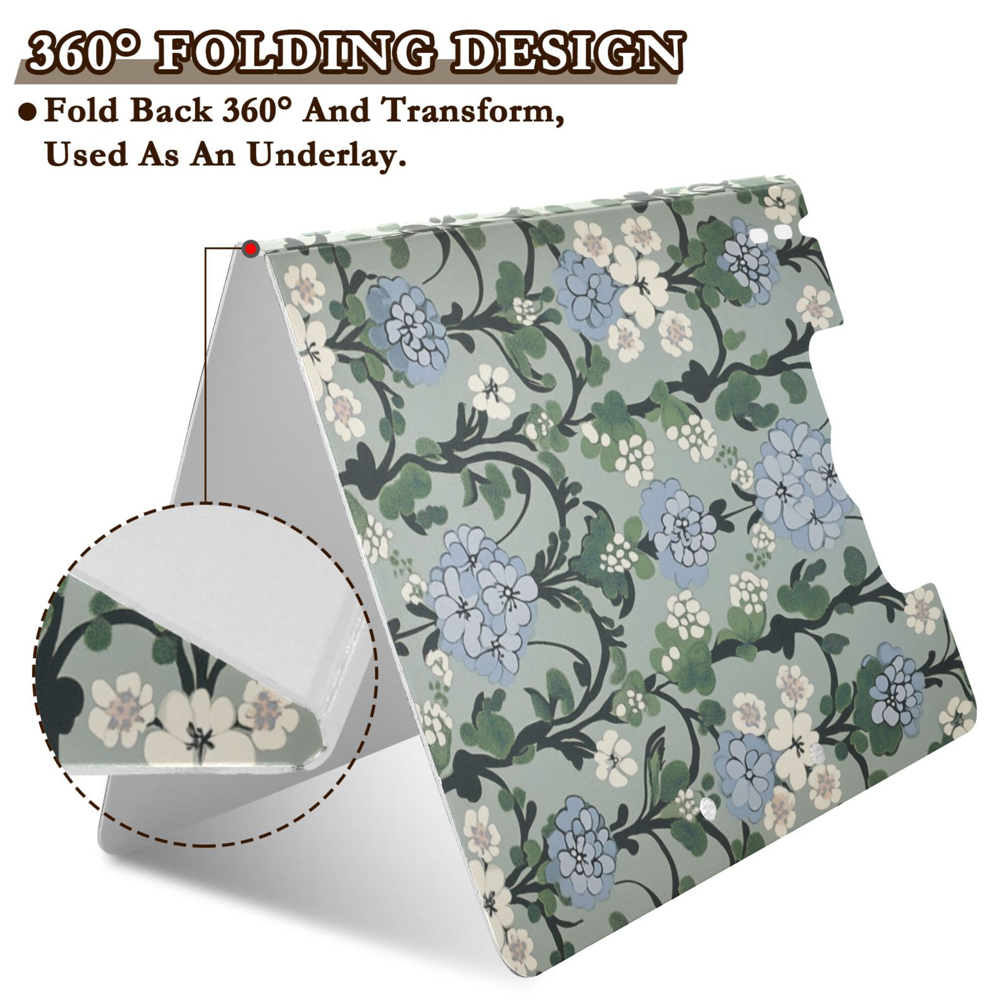 FORMRS A4 Clipboard Folder with Pen Holder Horizontal Foldable School Office Binder, Blue Blossom