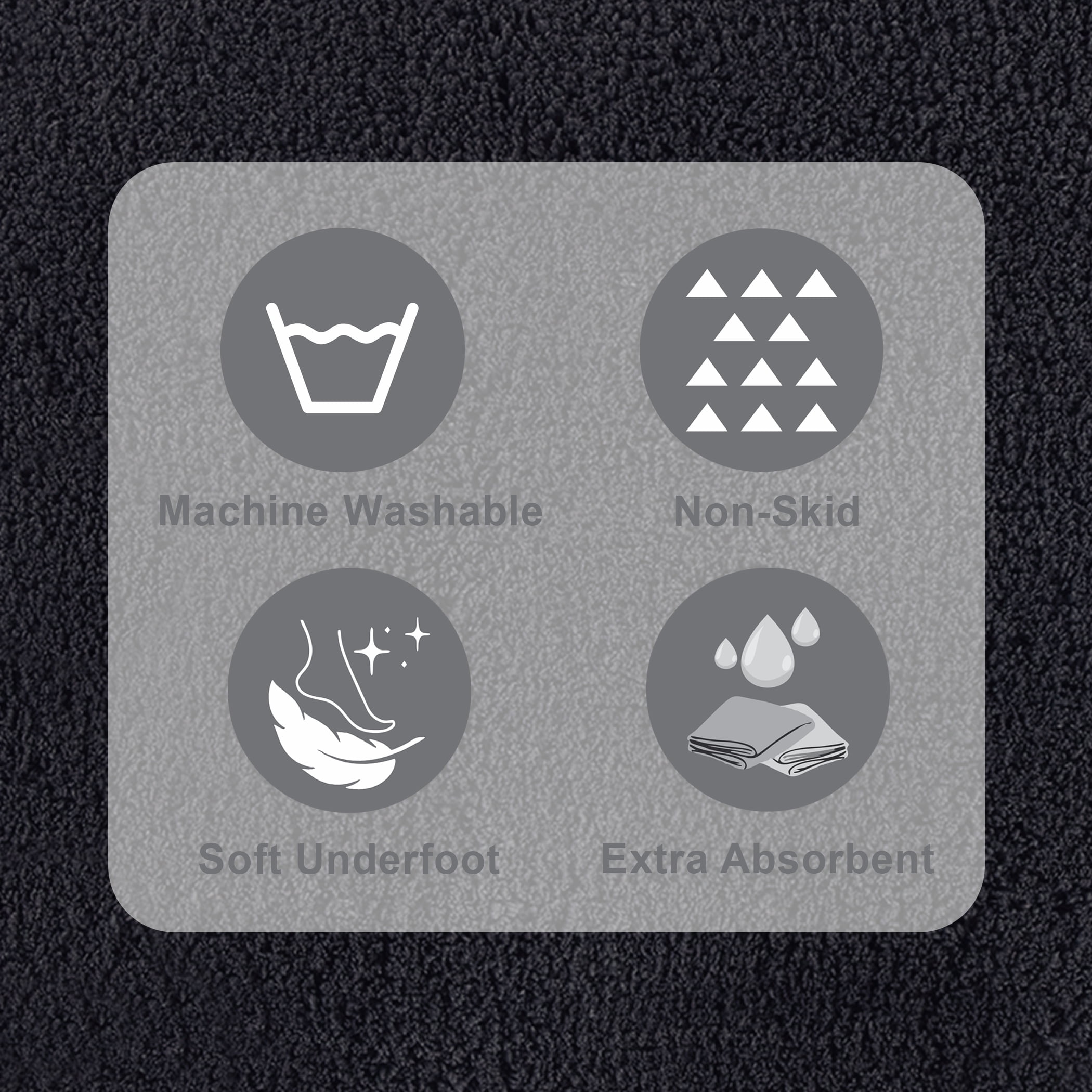 Hotel Style Grey 2-Piece Micro-Polyester 17" x 24" Bath Rug Set