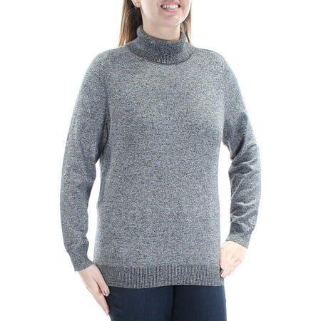 CALVIN KLEIN $79 Womens New 1345 Black Turtle Neck Long Sleeve Top 0X Plus B+B