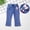 Blue, variant on Girls Flare Jeans Kids to Kids Embroidered Cherry with Bow Elastic Waist Soft Denim Pants Blue,Size 3-4T