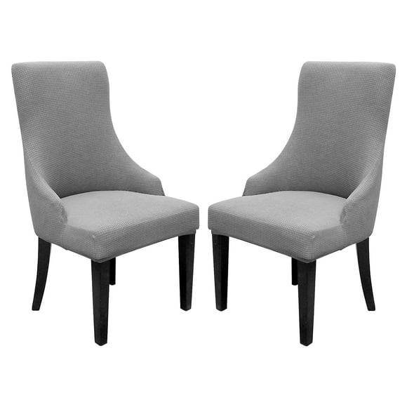 Nvzi Funda de dos piezas para sillón orejero, fabricada en poliéster y tejido elástico, reutilizable, apta para comedores y salas de estar, color gris.