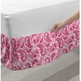 thumbnail image 2 of Hippie Bed Skirt, Abstract and Vintage Leaves Bohemian Oriental Motif in Pink Shades, Elastic Bedskirt Dust Ruffle Wrap Around for Bedding Decor, 4 Sizes, Magenta and White, by Ambesonne, 2 of 2