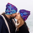 thumbnail image 5 of Disketp Swirl Print Blue Purple Winter Beanie for Men Women Beanie Knit Hat Cuffed Cap Beanie Knit Chunky Snow Cap, 5 of 6
