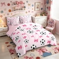 thumbnail image 2 of Meiyoeat Cute Soccer Ball Queen Bedding 7pcs, Pink Bow Print Bedding Comforter Set Queen for Bedroom,Pink Reversible, 2 of 6