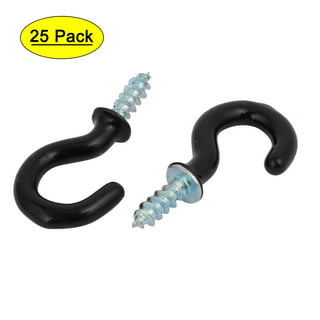 Uxcell 2 inch Plastic Coated Screw-In Open Cup Ceiling Hooks Hangers Black 5pcs | Harfington