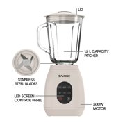 Savour by Tzumi 500W Touchscreen Smoothie Blender – 1.5L Ice Crushing Countertop Blender for Smoothies, Sauces, Cocktails and More