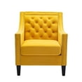 thumbnail image 4 of Accent Chair with Arms, Mid Century Modern Decorative Side Chair , Upholstered Reading Chair with Wood Legs Nailhead Studded Wingback Velvet Fabric Chair, for Living Room Bedroom, Yellow, 4 of 7