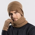 thumbnail image 5 of 3 Pcs Men Winter Beanie Hat Casual Scarf and Touch Screen Gloves Set for Men, 5 of 8