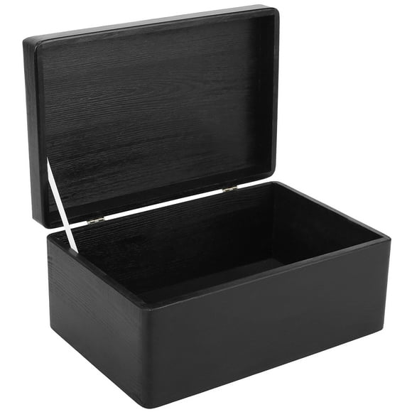 Creative Deco Grande Boîte de Rangement en Bois Noir avec Couvercle à Charnière 11.8 x 7.87 x 5.51 Pouces (+-0.5) Boîte Cadeau pour Outils Jouets Chaussures Vêtements Cuisine Coffre à Souvenirs en Bois