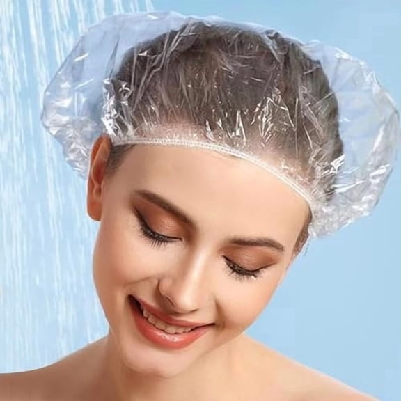 70cm/27in Disposable Shower Caps for Long Thick Hair, EX-LARGE SIZE Unisex Plastic Hair Caps for Deep Conditioning Shower Cap for Women Men 30 count Thin Design