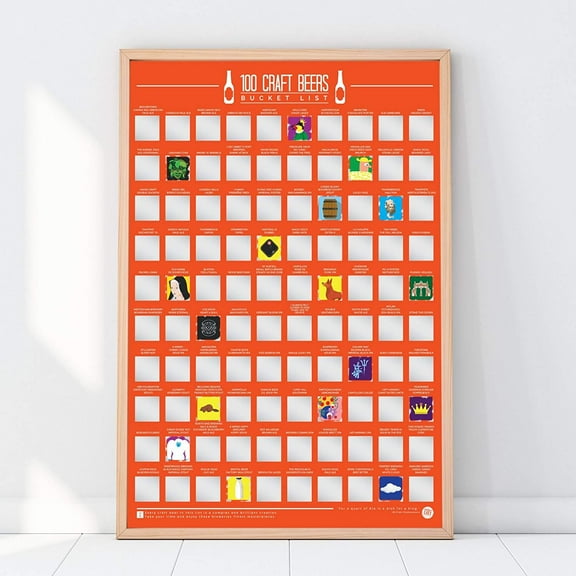 100 Craft Beer Bucket List Scratch Poster