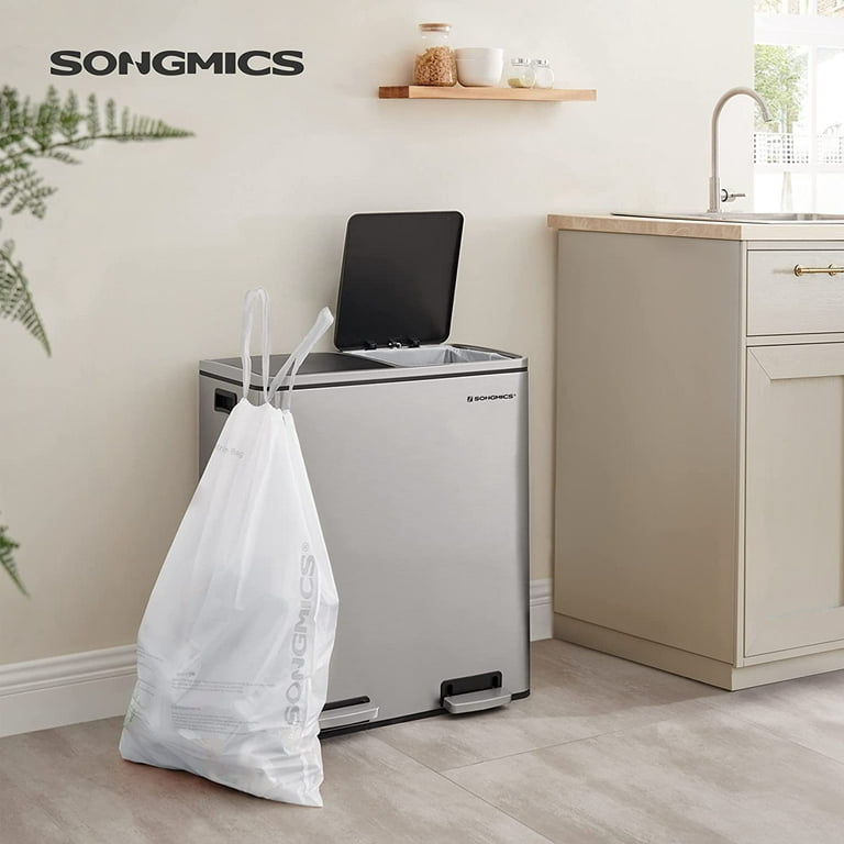  SONGMICS Trash Bags for 12-14.5 Gallon (45-55L) Trash Cans,  Drawstring Kitchen Garbage Bags, Pre-Separated, Liner Code 055A01, 2 Rolls,  80 Count, White UKRB055A02 : Health & Household