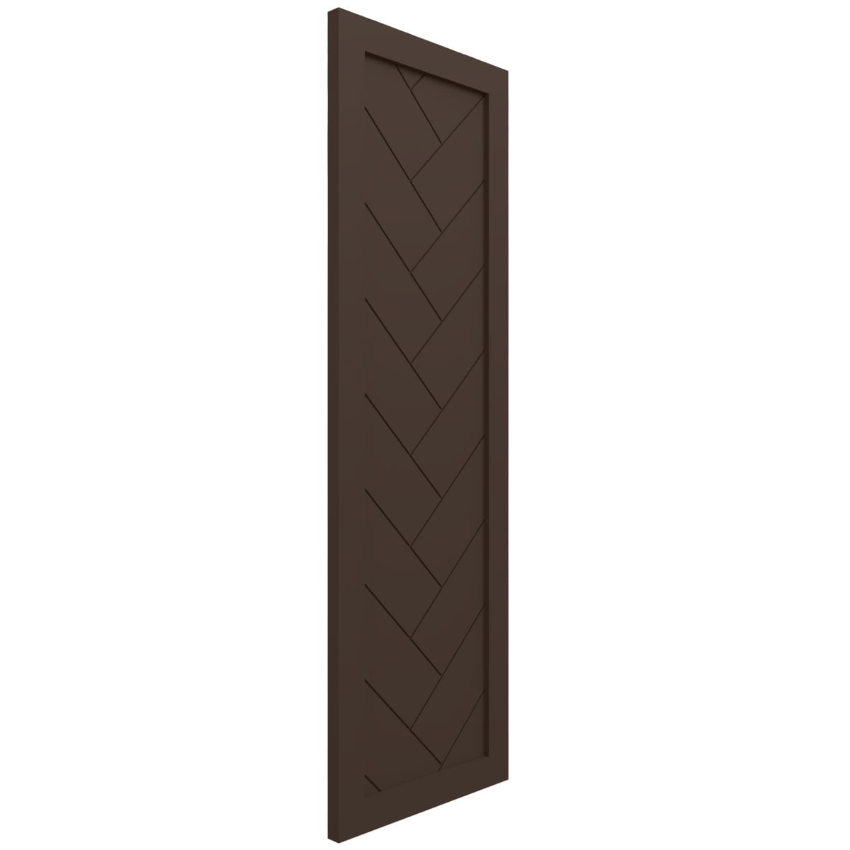 Ekena Millwork 18"W x 64"H True Fit PVC Single Panel Herringbone Modern Style Fixed Mount Shutters, Raisin Brown (Per Pair - Hardware Not Included)