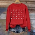 thumbnail image 2 of Penkiiy Chandail en Molleton Imprimé Cœur pour Femmes Manches Longues Col Rond Décontracté Ample Vintage Amour Graphique Chandail m Rouge, 2 of 5