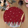 thumbnail image 3 of Red Christmas Snowman Round Placemats Set of 8,Braided Polypropylene Place Mats,Winter Xmas Tree Snowflakes Winter Washable Table Mats for Kitchen Dinner Holiday Wedding Party Coffee Table Decor 15", 3 of 9