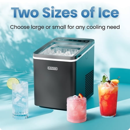 ICEMAN BY CHEFMAN 1 LB DUAL-SIZE COMPACT ICE MACHINE, ICE BASKET AND SCOOP