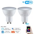 thumbnail image 1 of WiFi Smart Light Bulb LED 5W 90-265V 2800K-6200K + RGB GU10 Dimmable Light Mobile App Remote Control Compatible with Alexa and Google Home Voice Control, 2-Pack, 1 of 8